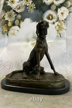 Art Déco Bronze Sculpture Statue Basset Bloodhound Chien Sleuth Nr