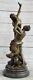 Art Déco Bureau à Domicile Bronze Sculpture Abduction Nu Femelle Marbre Statue