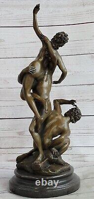 Art Déco Bureau à Domicile Bronze Sculpture Abduction Nu Femelle Marbre Statue