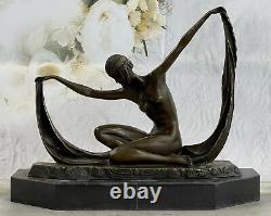 Art Déco Chair Femelle Femme Danseuse Bronze Marbre Statue Sculpture