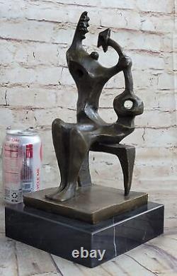 Art Déco Chair Femelle Par Henry Moore Bronze Sculpture Marbre Base Affaire