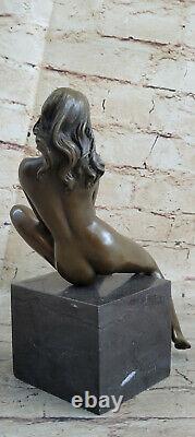 Art Déco Chair Tentatrice Bronze Sculpture Fonte Marbre Figurine Base Figurine