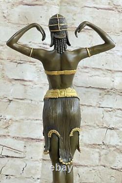 Art Déco Chiparus Illusion Fonte Bronze Or Patine Statue Figurine Ouvre