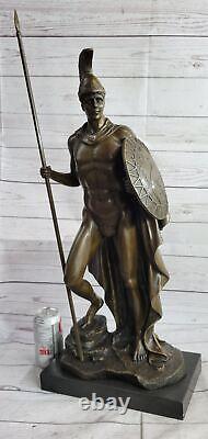 Art Déco Classique Large Romain Guerrier / Soldat Musée Qualité Bronze Sculpture