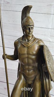 Art Déco Classique Large Romain Guerrier / Soldat Musée Qualité Bronze Sculpture