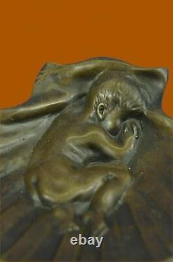 Art Déco Érotique Chair Garçon Cendrier Bronze Sculpture Figurine Décor Figurine