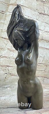 Art Déco Fait Chair Femelle Femme Buste Bronze Sculpture Figurine