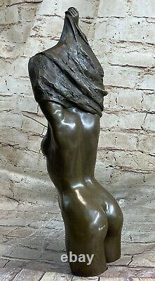 Art Déco Fait Chair Femelle Femme Buste Bronze Sculpture Figurine