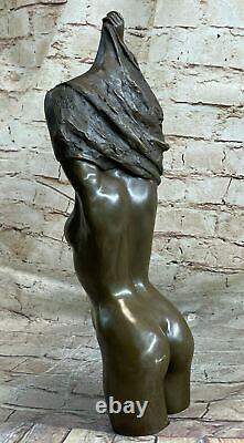 Art Déco Fait Chair Femelle Femme Buste Bronze Sculpture Figurine Figure