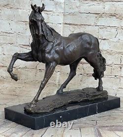 Art Déco Fait Signée M. LOPEZ Sauvage Arabe Cheval Bronze Sculpture Figurine