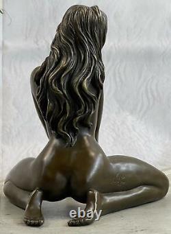 Art Déco Fait de Collection Érotique Nu Fille Bronze Sculpture Figurine Affaire