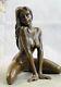 Art Déco Fait De Collection Érotique Nu Fille Bronze Sculpture Marbre Figurine