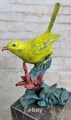 Art Déco Fonte Multi Couleur Patine Amour Oiseau Bronze Sculpture Marbre Statue