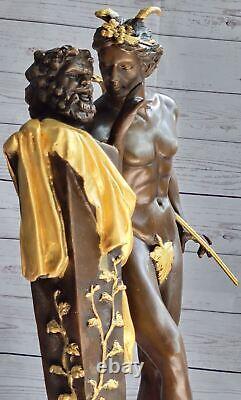 Art Déco Gild Bronze Sculpture Fonte Flying Mercury Classique Ouvre Affaire