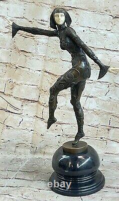 Art Déco Grand Classique Danseuse Signée Preiss Bronze Figurine Sculpture