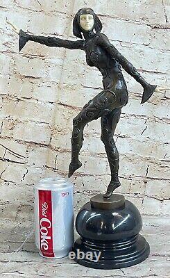 Art Déco Grand Classique Danseuse Signée Preiss Bronze Figurine Sculpture