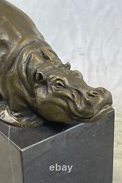 Art Déco Hipo Hippopotame Fonte Collectionneur Édition Bronze Sculpture Statue