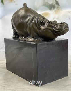 Art Déco Hipo Hippopotame Fonte Collectionneur Édition Bronze Sculpture Statue