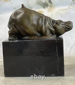 Art Déco Hipo Hippopotame Fonte Collectionneur Édition Bronze Sculpture Statue