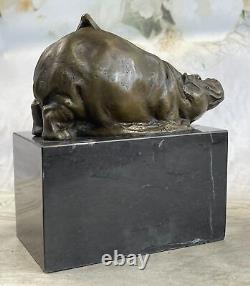 Art Déco Hipo Hippopotame Fonte Collectionneur Édition Bronze Sculpture Statue