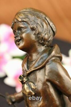 Art Déco Jeune Enfant à Jouer Roumain Listés Artiste D. H Chiparus Bronze Statue