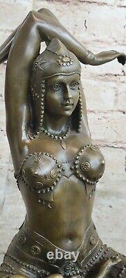Art Déco Joli Yoga Danseuse Bronze Sculpture Statue Fonte Marbre Base Figure