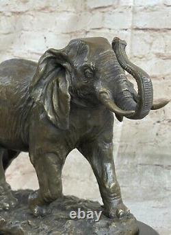 Art Déco Large Éléphants Éléphant Faune Africain Bronze Sculpture Marbre Décor