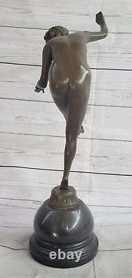 Art Déco Main Fabriqué Femelle Chair Femme Jongleur Bronze Sculpture Solde Ouvre