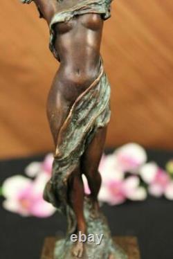 Art Déco Mi Siècle Chair Femelle Fille Femme Dame Bronze Sculpture Ouvre