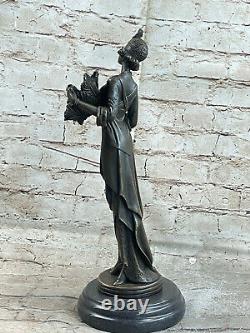 Art Déco Mode Danseuse Modèle Actrice Bronze Fonte Statue Sculpture Figurine