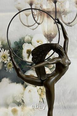 Art Déco / Nouveau 100% Solide Bronze Danseuse Sur Marbre Base Par J. P