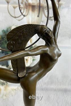 Art Déco / Nouveau 100% Solide Bronze Danseuse Sur Marbre Base Par J. P