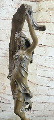Art Déco / Nouveau Érotique Danseuse Véritable Bronze Sculpture Domestique