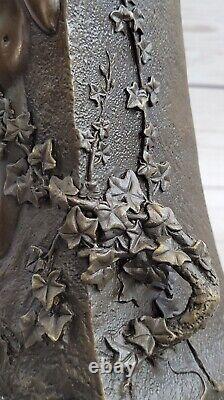 Art Déco Nouveau Érotique Nu Nue Femelle Femme Vase Véritable Bronze Sculpture