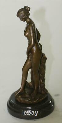 Art Déco / Nouveau Érotique Ouvre Chair Femme Femelle Bronze Statue Figurine