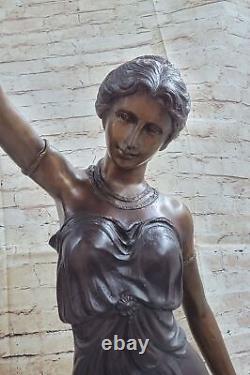 Art Déco / Nouveau Fonte Haut Femme Français Lampe Bronze Sculpture Statue Deal