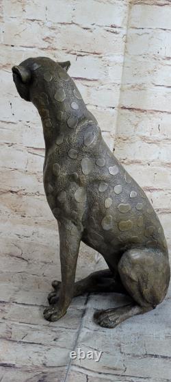 Art Déco Puma Jaguar Faune Guépard Bronze Sculpture Statue Figurine Fonte