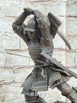 Art Déco Samurai Mâle Guerrier Serre-Livre Fin Sculpture Bronze Cadeau