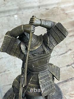 Art Déco Samurai Mâle Guerrier Serre-Livre Fin Sculpture Bronze Cadeau