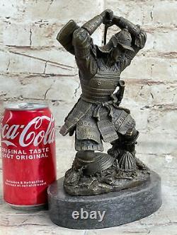 Art Déco Samurai Mâle Warrior Serre-Livre Fin Bronze Sculpture Figurine