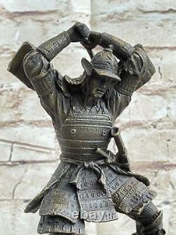 Art Déco Samurai Mâle Warrior Serre-Livre Fin Bronze Sculpture Figurine