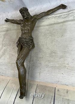 Art Déco Sculpture Jésus Croix Bronze Statue Domestique/Bureau/Église Déco Solde