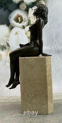 Art Déco Sculpture Nu Femme Fille Érotique Femelle Corps Bronze Statue Solde