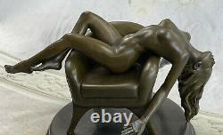 Art Déco Sculpture Sexy Nue Femme Érotique Nu Fille Bronze Ouvre