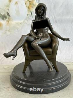 Art Déco Sculpture Sexy Nue Femme Érotique Nu Fille Bronze Statue Sculpture