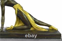 Art Déco Signée Danseur Danseuse Bronze Sculpture Marbre Statue Figurine Figure