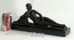 Art Déco Signée L. Bruns France 1920/30 Bronze Sculpture Fonte Figurine