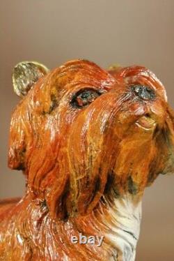 Art Déco Spéciale Patine Anglais Terrier Backyard Maison Jardin Bronze Sculpture