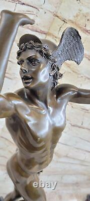 Art Déco Spéciale Patine Flying Mercury Bronze Sculpture Statue Solde