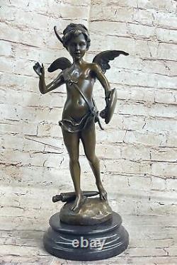 Art Déco St. Valentin Jour Cupidon Ange Bronze Sculpture Statue Figurine Ouvre